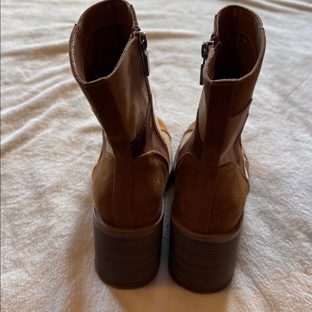 Universal Thread brown & tan patchwork block heel… - image 7